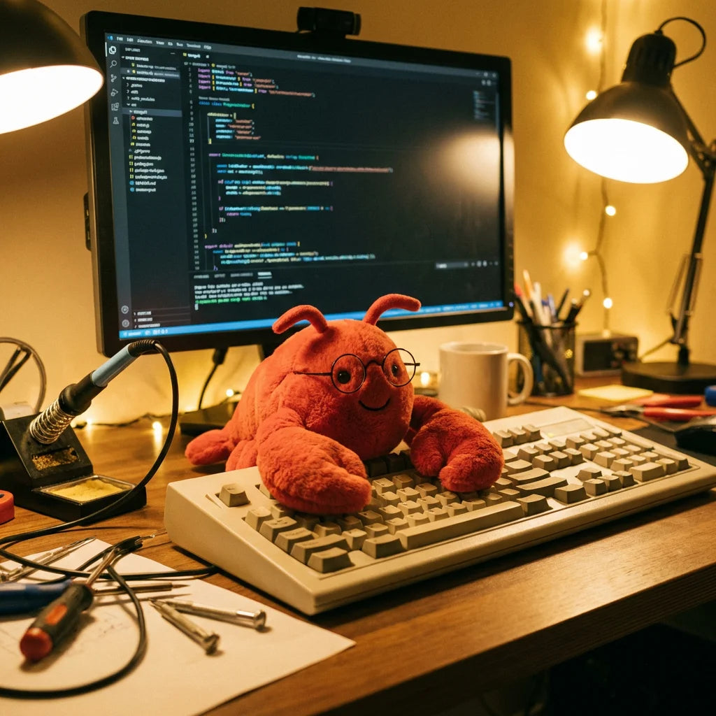 Coder Claw Developer Lobster Plush - 8" Tech Geek Stuffed Toy